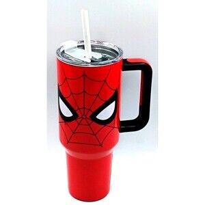 Marvel Spider-Man 40oz Insulated Travel Tumbler Mug Bioworld Handle Straw